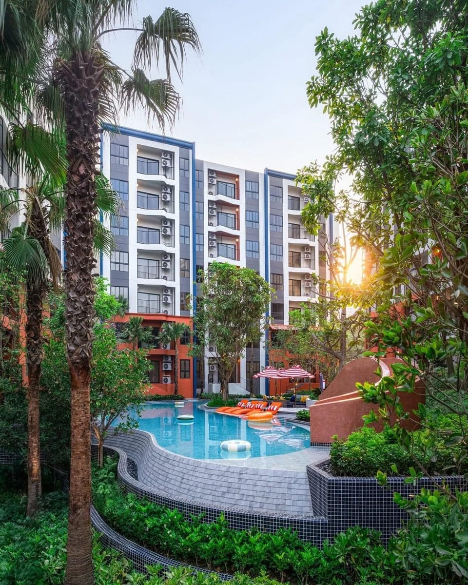 Property building, Natural landscape, Garden, Pool view, Swimming pool
