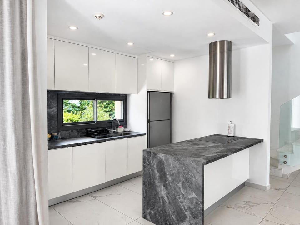 Kitchen or kitchenette, oven, stove