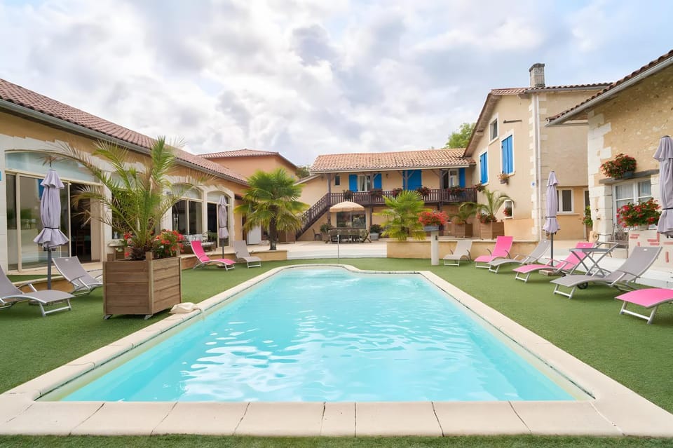 Property building, Living room, Swimming pool