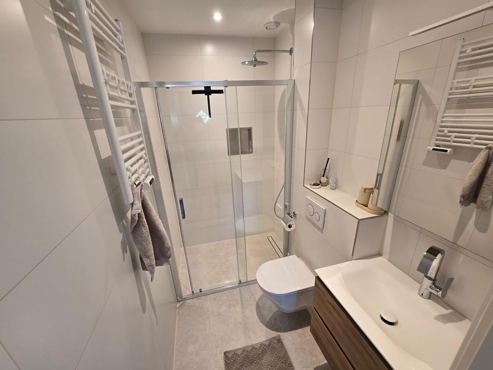Shower, Toilet, Bathroom, heating, towels