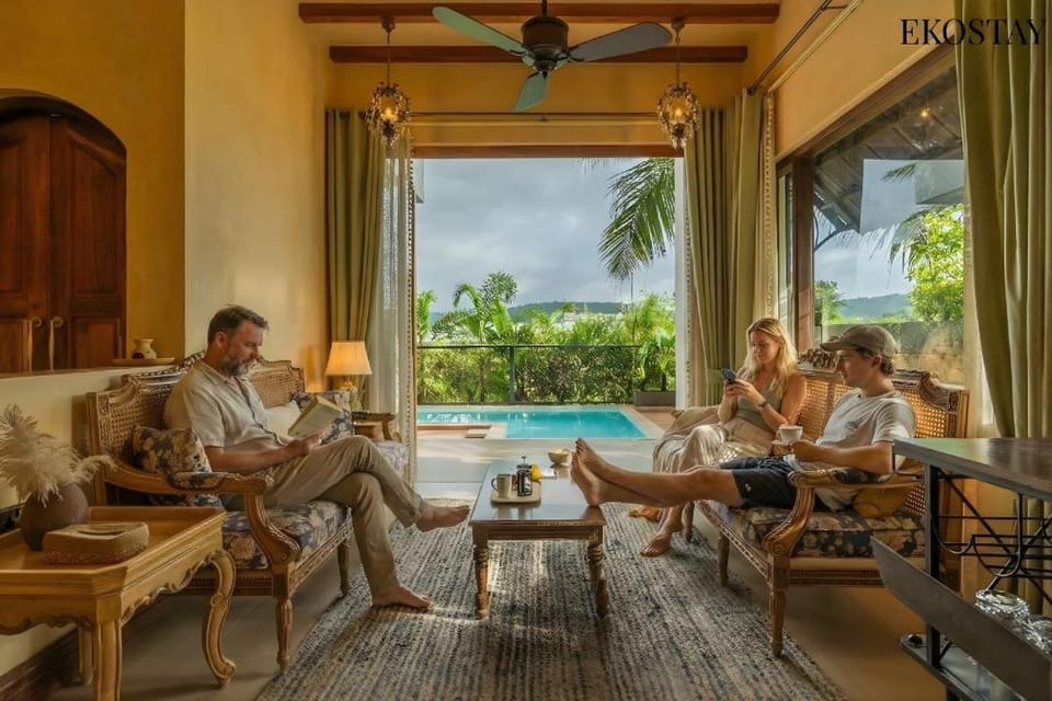 Day, People, Natural landscape, Living room, Seating area, Guests, Pool view, Swimming pool, group of guests