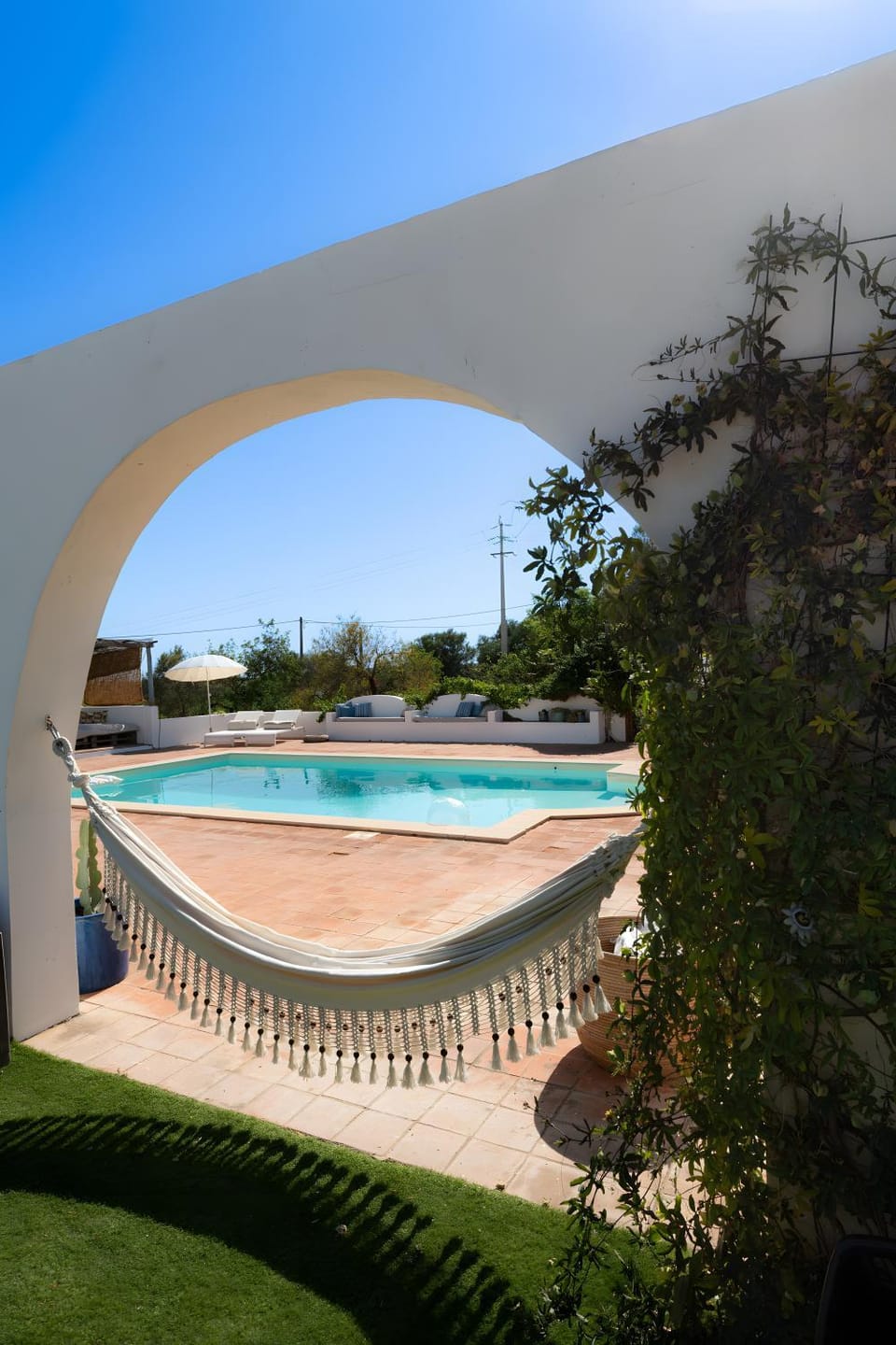 Property building, Living room, Swimming pool