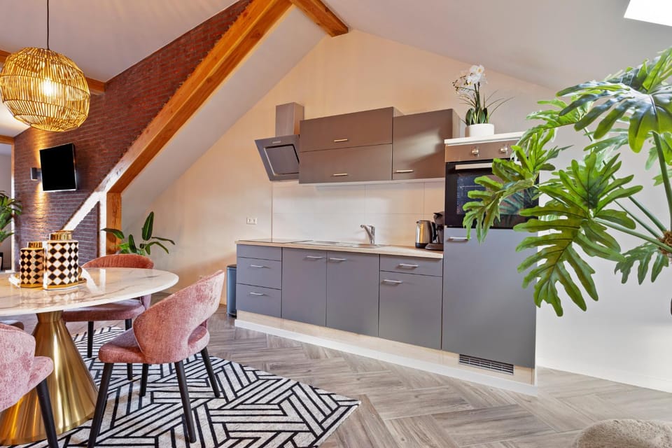 Kitchen or kitchenette, Dining area, stove