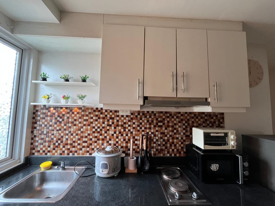 Kitchen or kitchenette, stove, toaster
