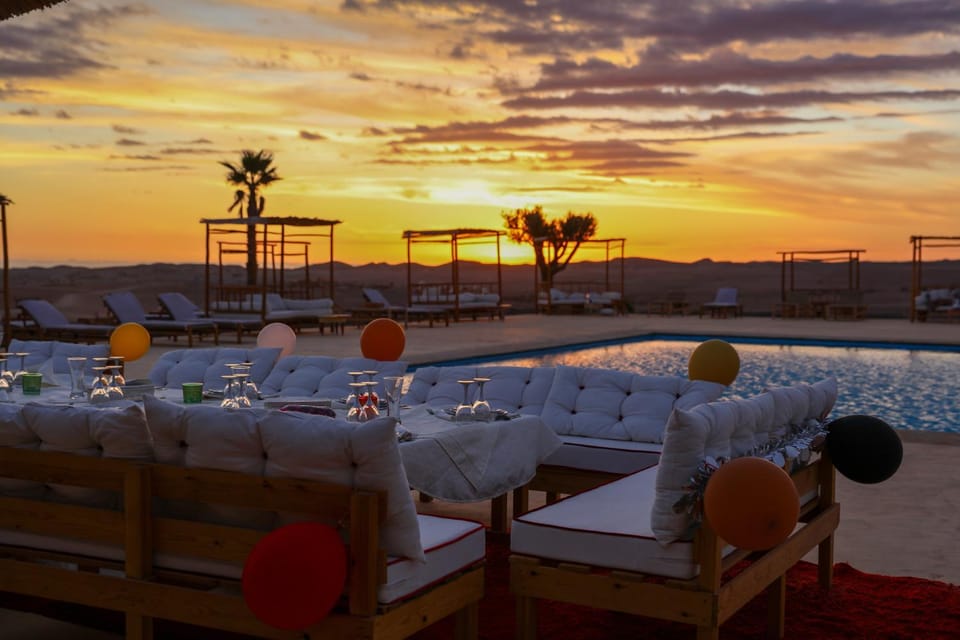 Natural landscape, Pool view, Swimming pool, Sunrise, Sunset