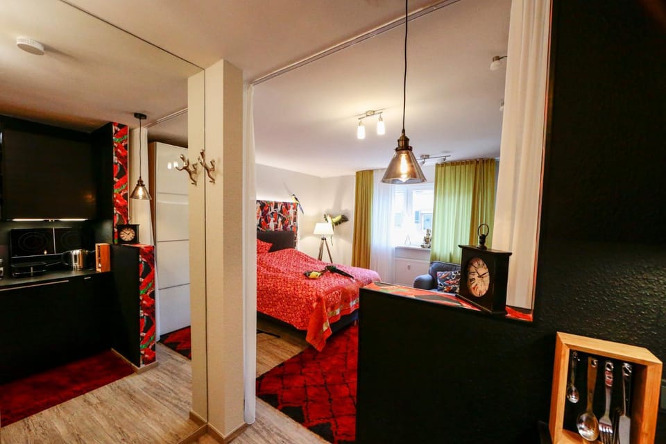 Kitchen or kitchenette, Living room, Photo of the whole room, Seating area, Bedroom