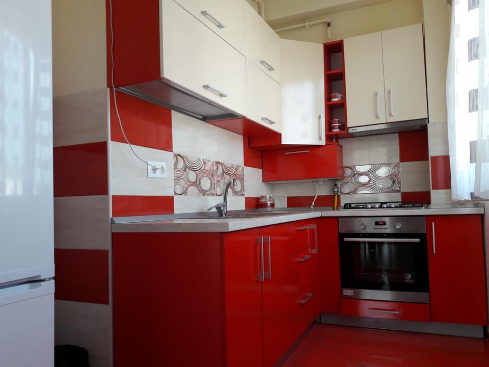 Kitchen or kitchenette, stove
