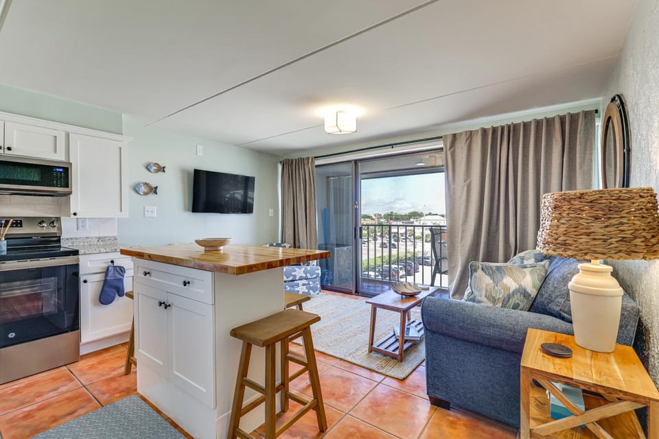 Carolina Beach Condo w/ Marina View, on Boardwalk House in Carolina Beach