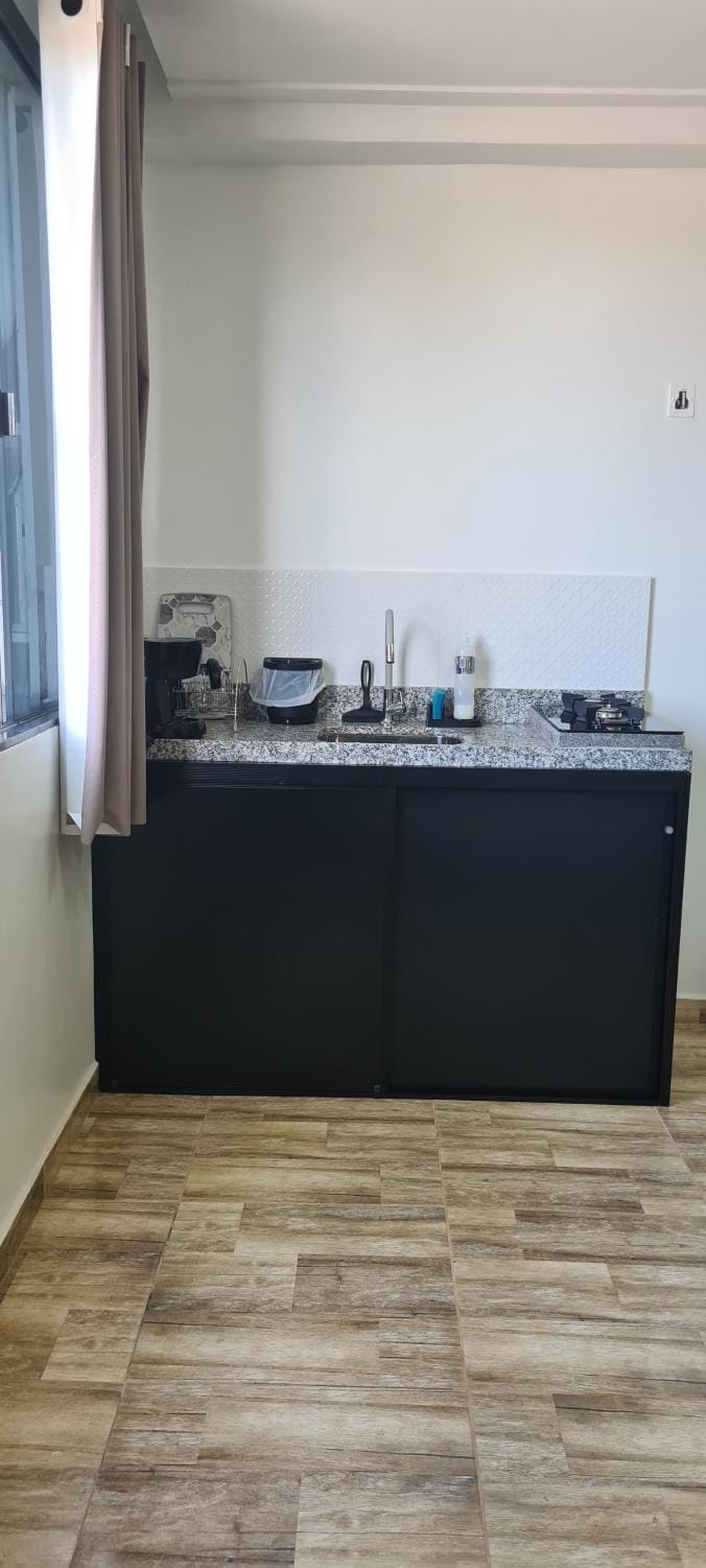 Kitchen or kitchenette, stove