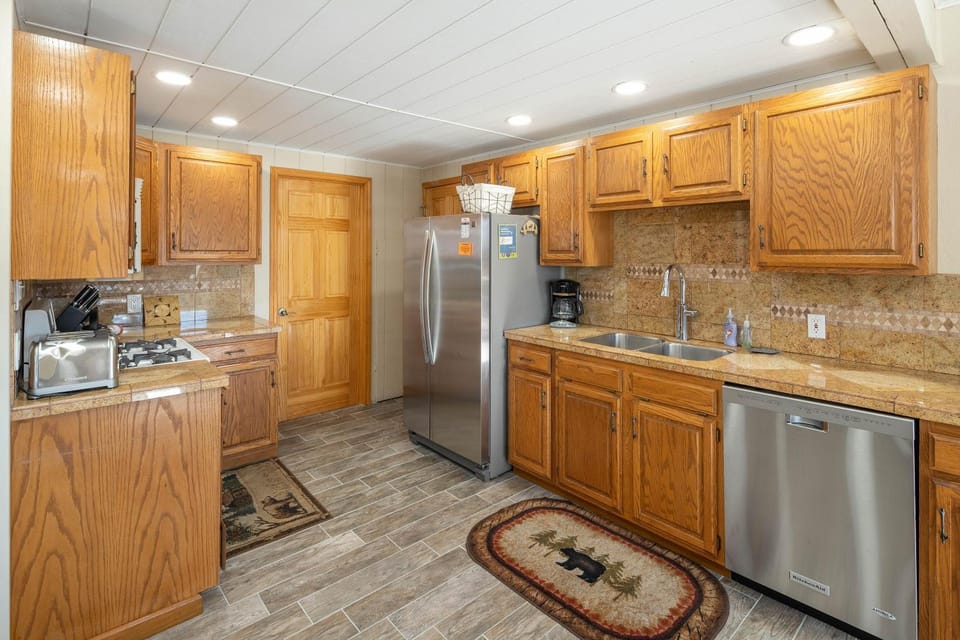 Kitchen or kitchenette, stove, toaster