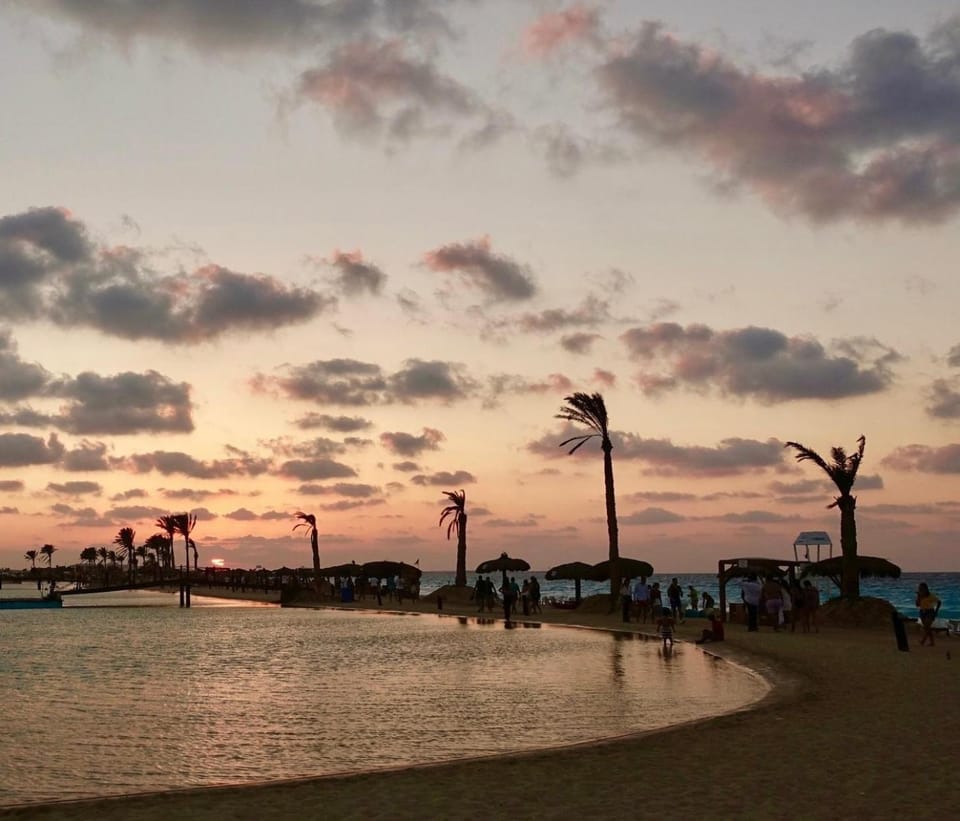 Beach, Sea view, Sunset
