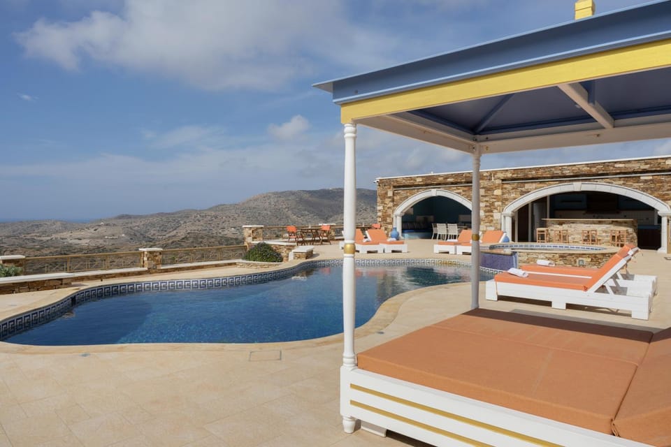 Property building, Living room, Swimming pool