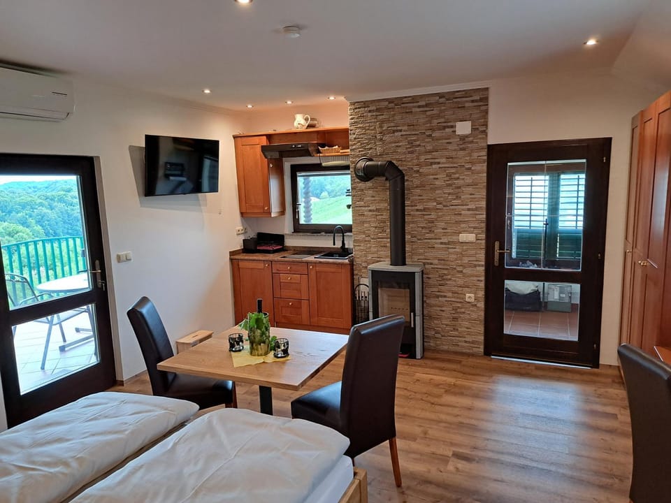 TV and multimedia, Kitchen or kitchenette, Seating area, Dining area, oven, air conditioner