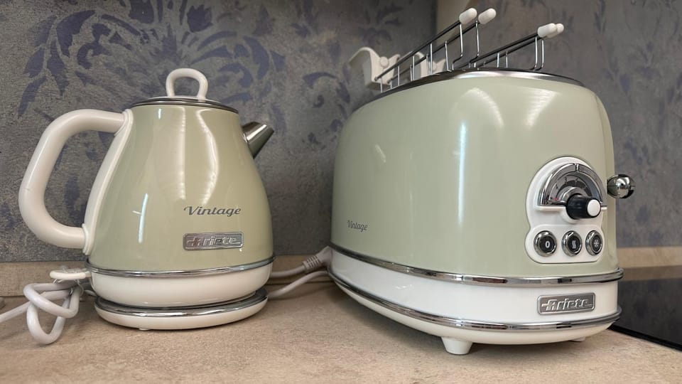 Kitchen or kitchenette, toaster