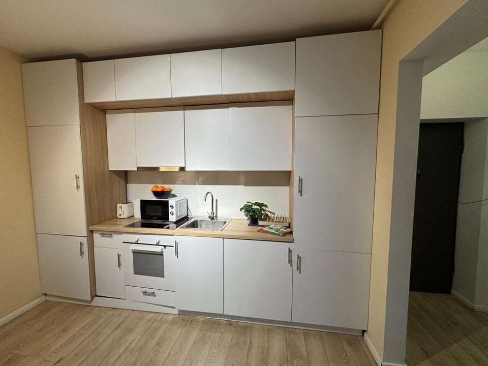 Kitchen or kitchenette, oven, stove