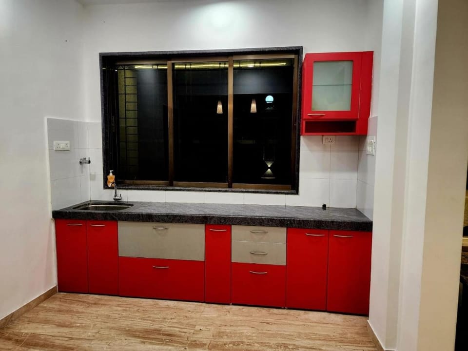 Kitchen or kitchenette, microwave