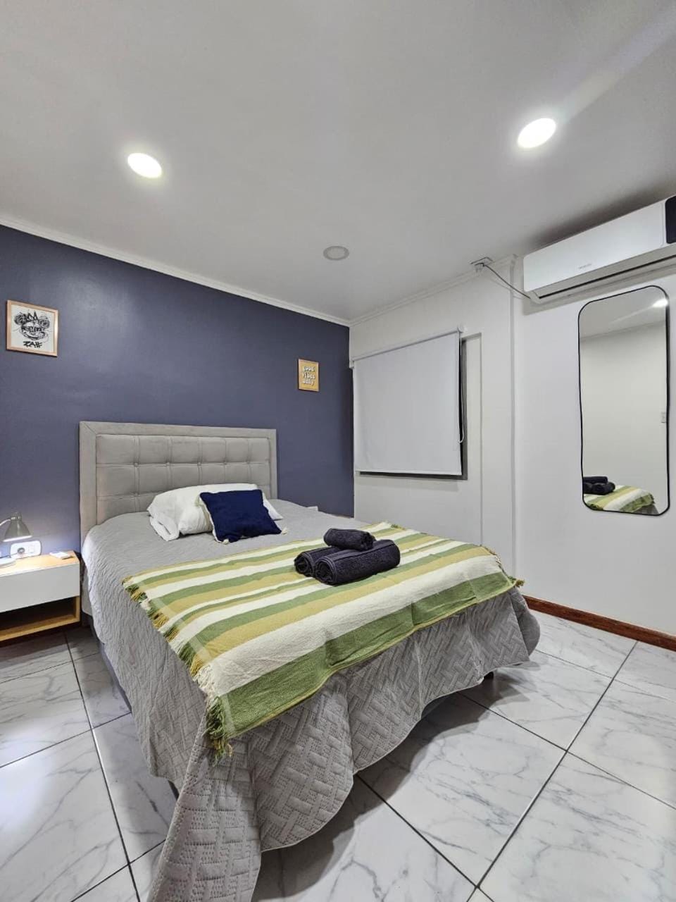 Bed, Decorative detail, Bedroom, towels, air conditioner