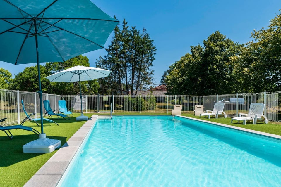 Property building, Living room, Swimming pool