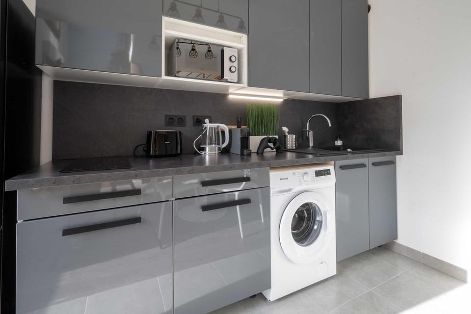 Kitchen or kitchenette, stove, toaster