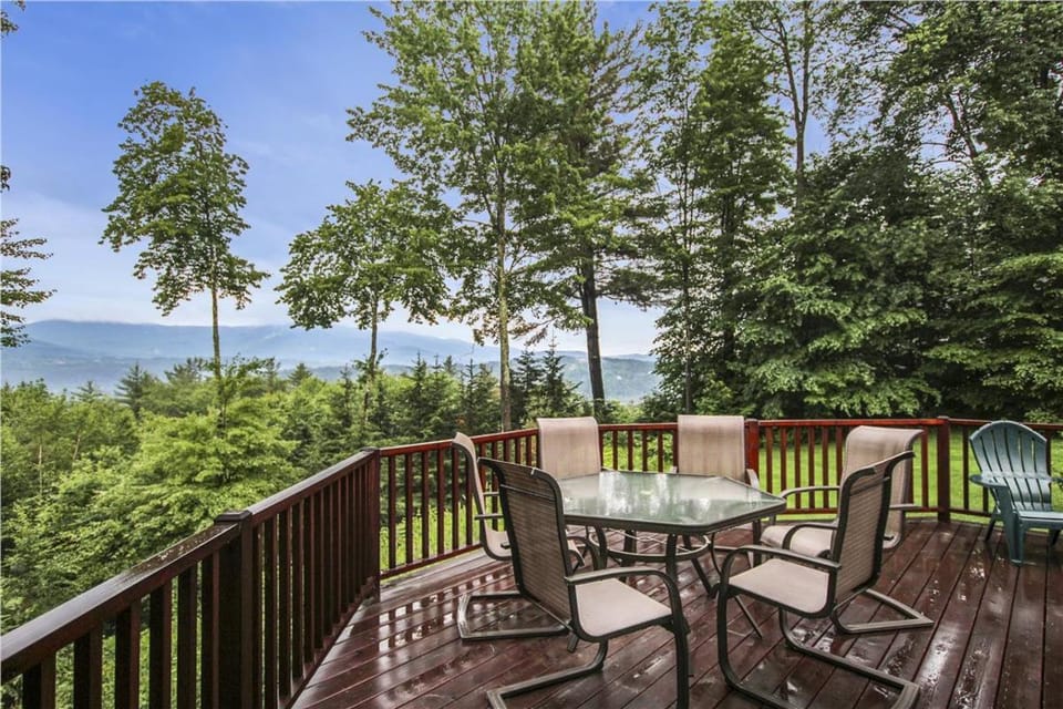 Treetops: 4 br, woodstove, a/c, deck & views, firepit, garage, great location! House in Morristown