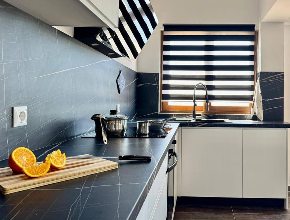 Kitchen or kitchenette, stove