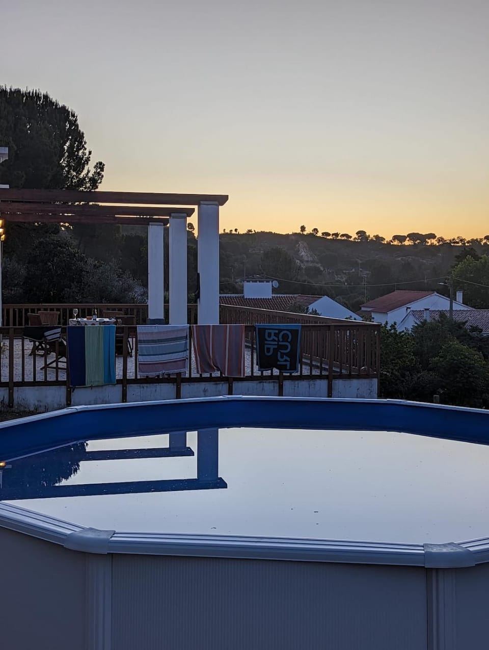 Natural landscape, Pool view, Swimming pool, Sunset