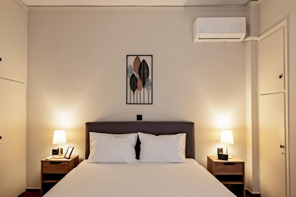 Bed, hair dryier, wardrobe, air conditioner