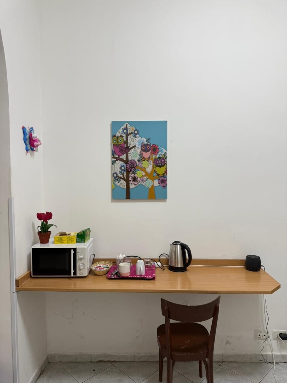Coffee/tea facilities, Kitchen or kitchenette, hair dresser