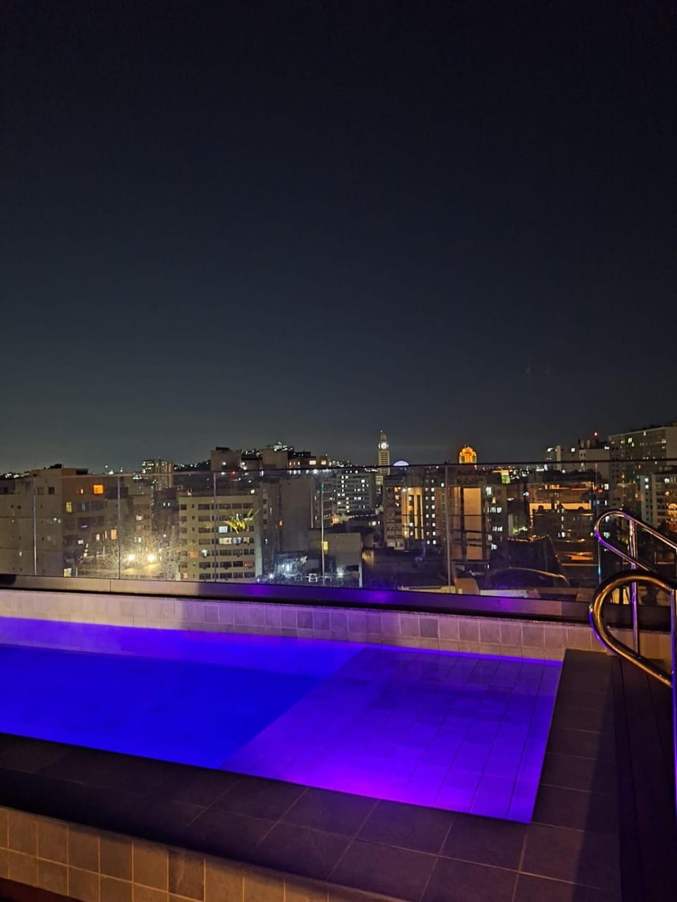 Night, City view, Swimming pool, Swimming pool