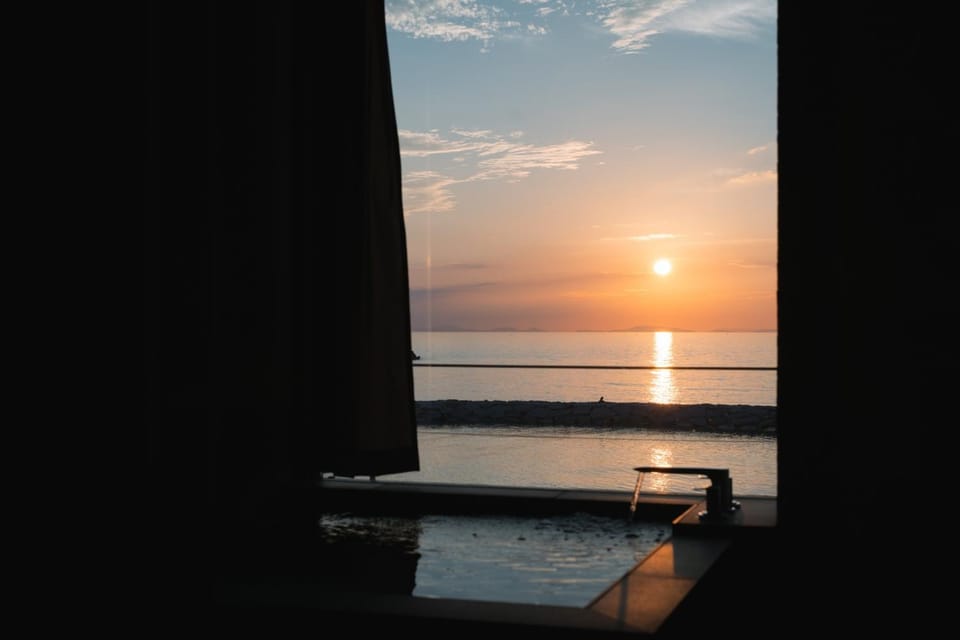 Bathroom, Sea view, Sunset, Bath