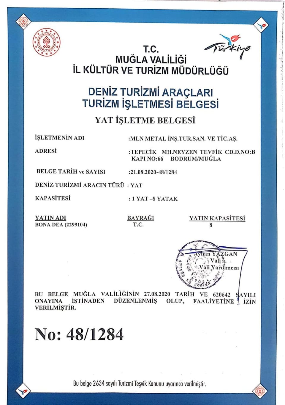 Bona Dea 27m Motoryacht Docked boat in Bodrum