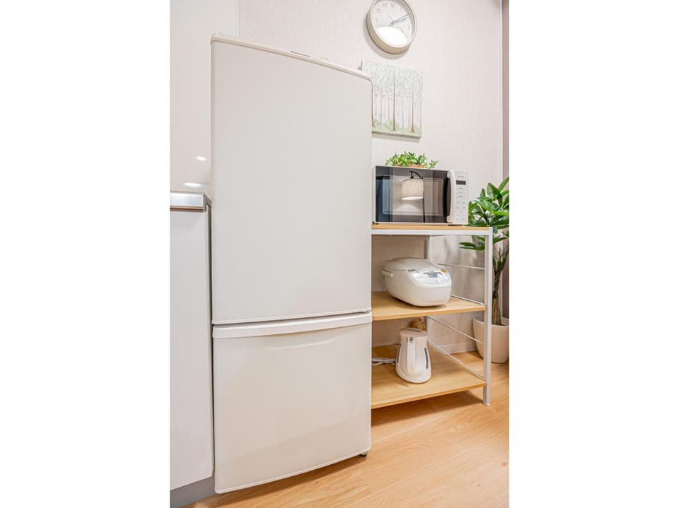Kitchen or kitchenette, microwave