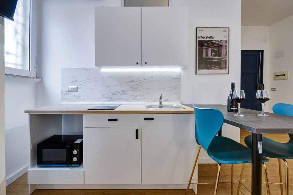 Kitchen or kitchenette, stove