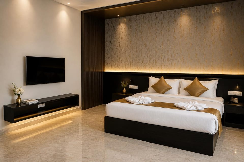 Bed, Bedroom, towels