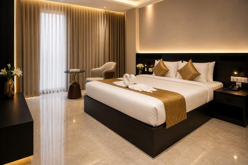 Bed, Photo of the whole room, towels