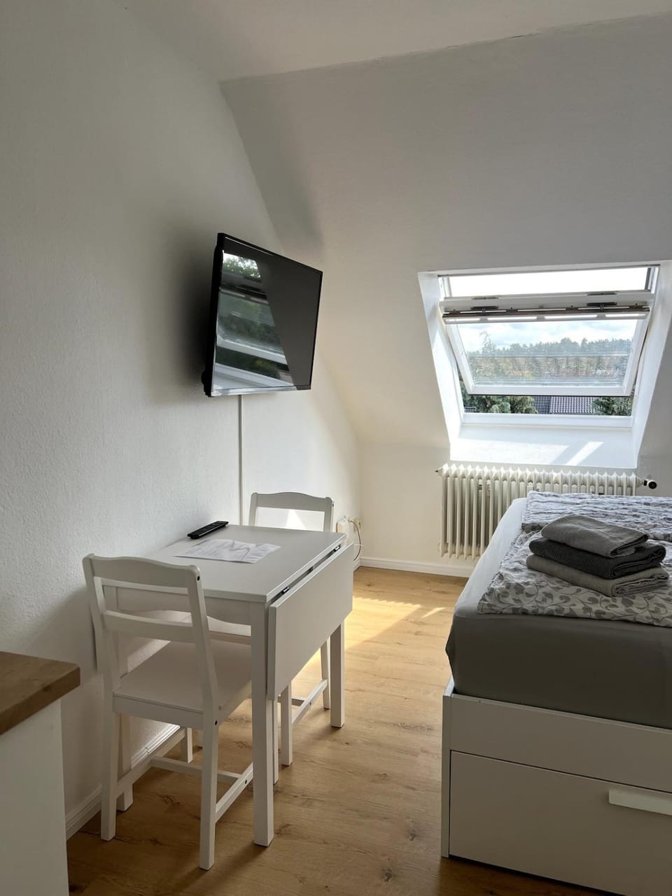 Bed, TV and multimedia, Living room, Photo of the whole room, Seating area, Dining area, Bedroom