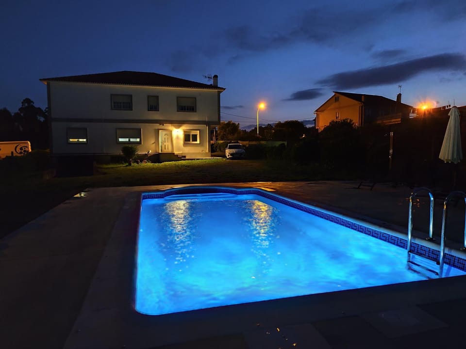 Property building, Night, Pool view, Swimming pool