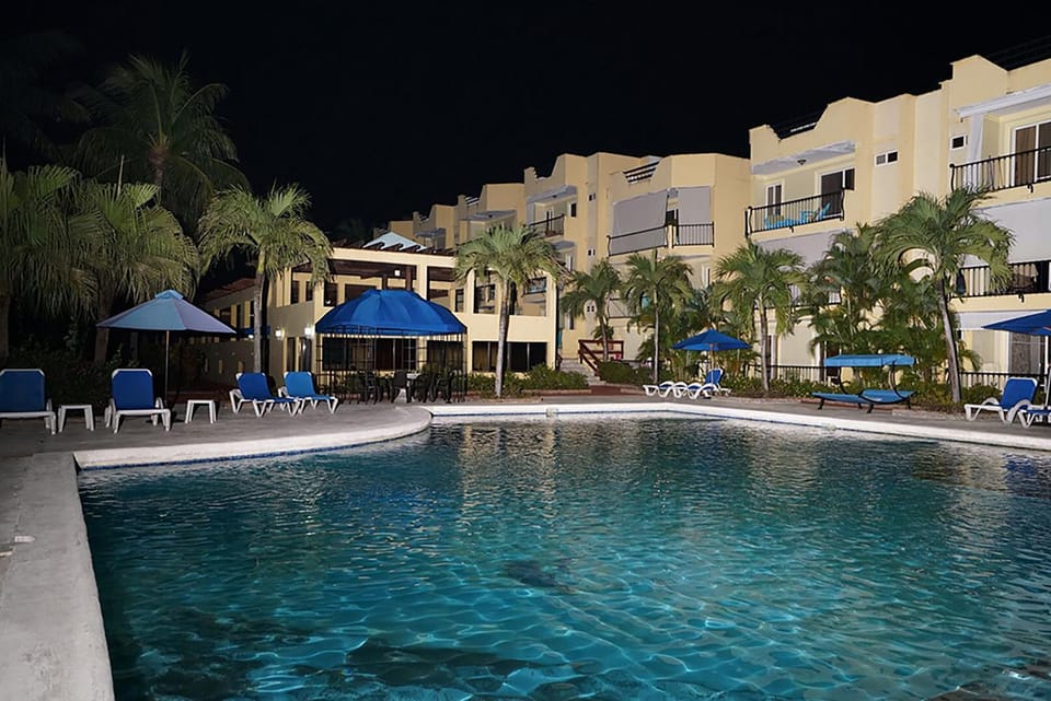 Night, Pool view, Swimming pool