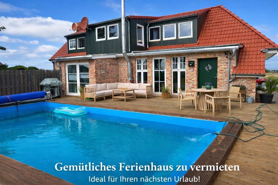 Huus ant Diek, Luxus in Deichnähe, Erdgeschosswohnung mit Pool House in Norden