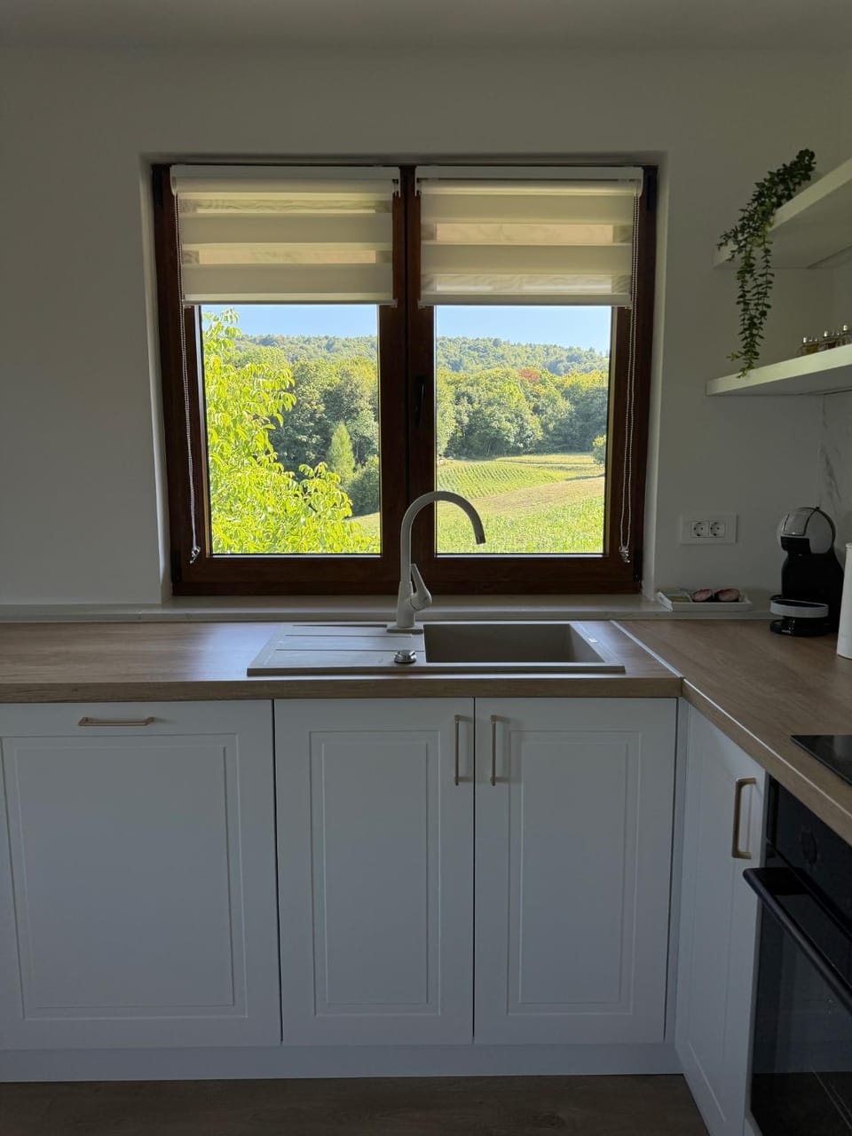 Kitchen or kitchenette, stove