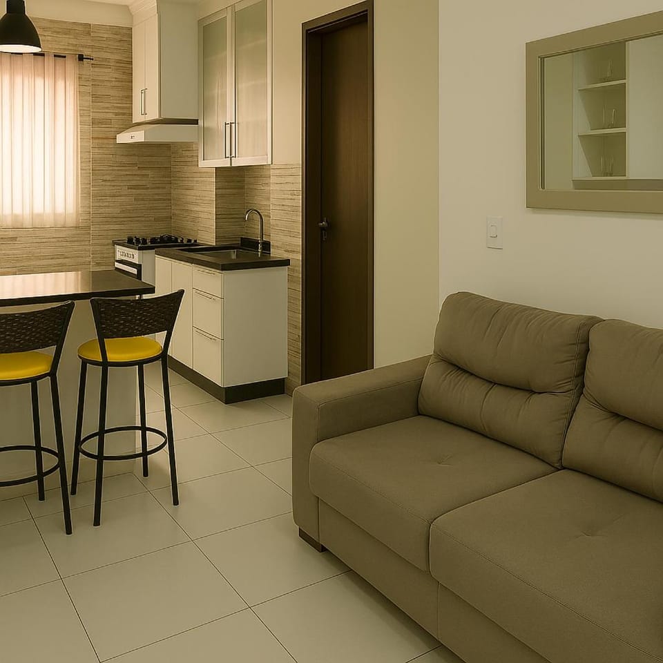 Kitchen or kitchenette, Living room, Seating area, Dining area