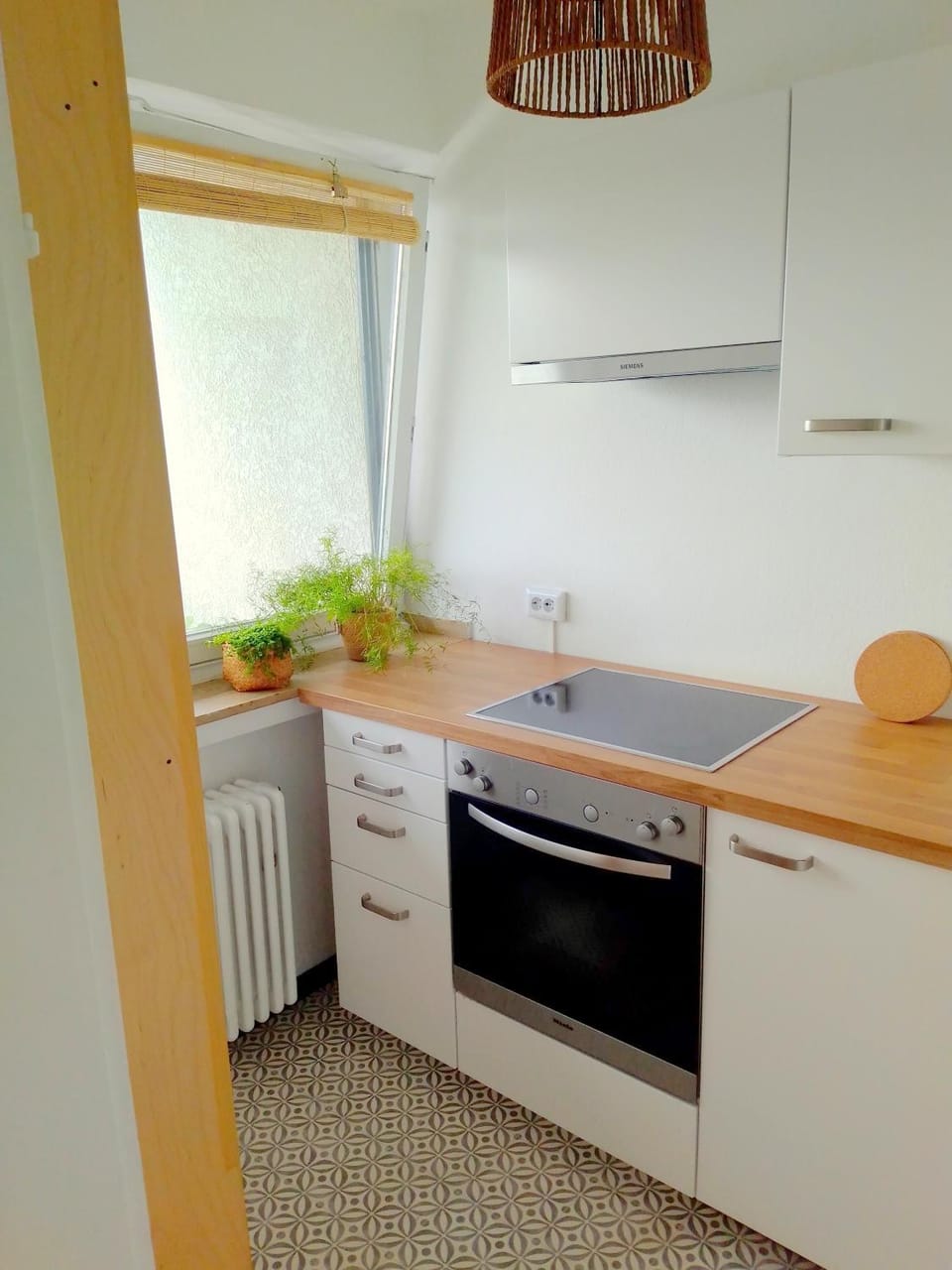 Kitchen or kitchenette, stove