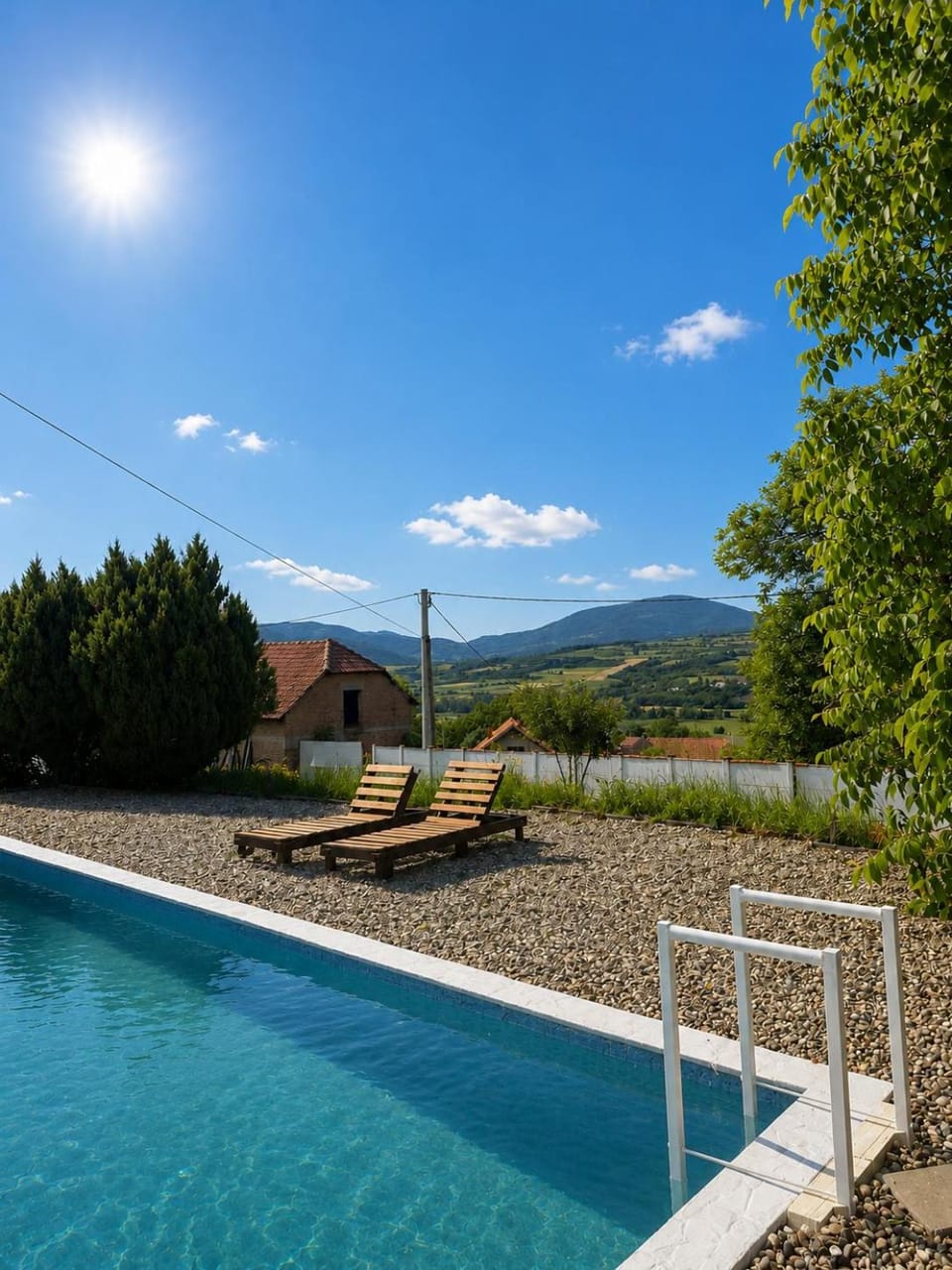 Spring, Day, Natural landscape, Mountain view, Pool view, Swimming pool, sunbed