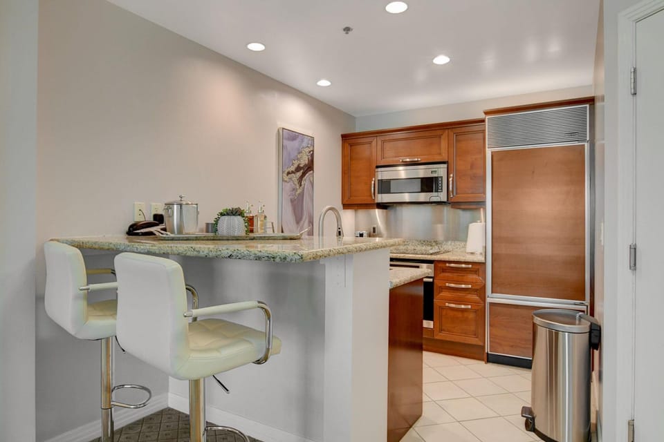 Kitchen or kitchenette, microwave