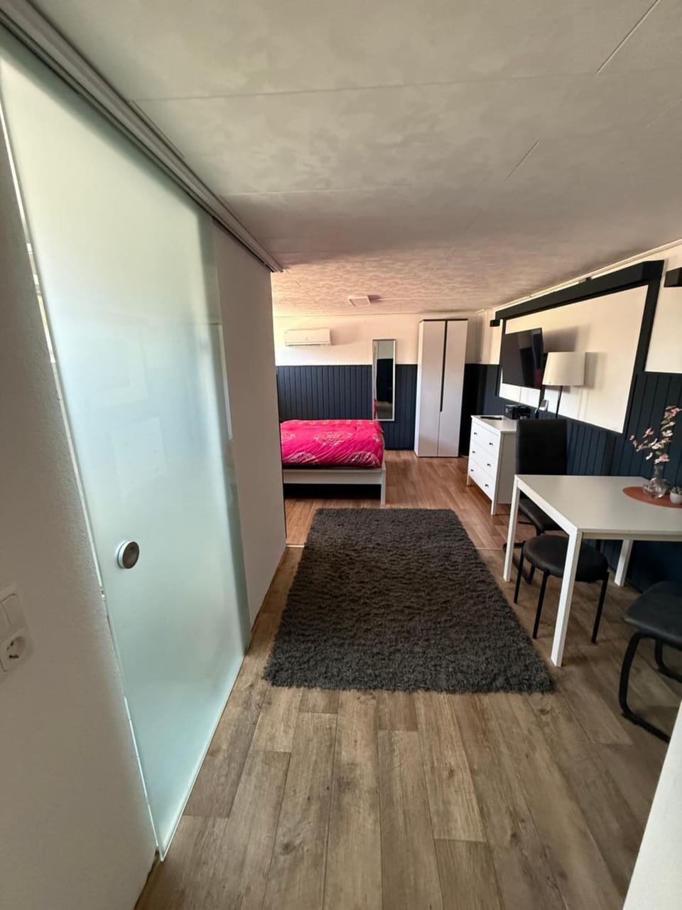 Bed, TV and multimedia, Living room, Photo of the whole room, Seating area, Dining area, Bedroom, wardrobe