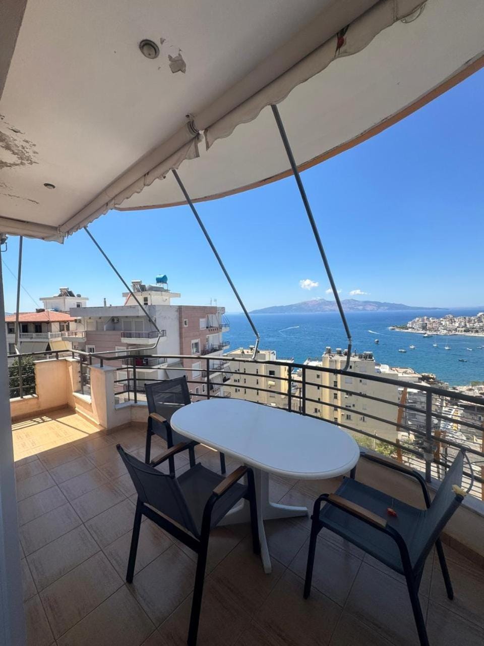 Patio, Day, Natural landscape, View (from property/room), Balcony/Terrace, Living room, Seating area, Dining area, Sea view