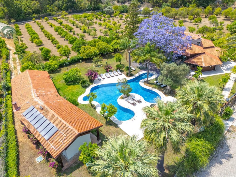 Property building, Natural landscape, Bird's eye view, Swimming pool, sunbed