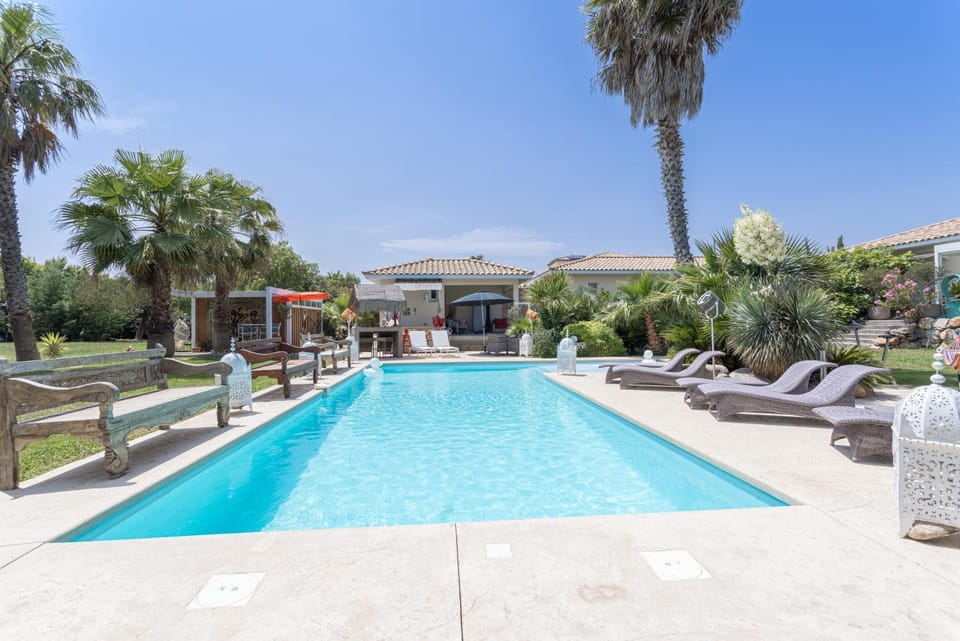 Property building, Living room, Swimming pool