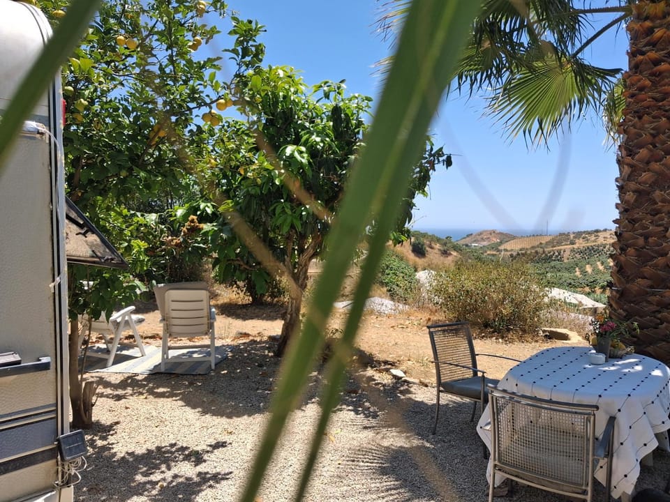 Caravan in Finca Molino in Almayate with Pool, Sea Views, Family Family Touch & Dog Madness Campground/ 
RV Resort in Axarquía