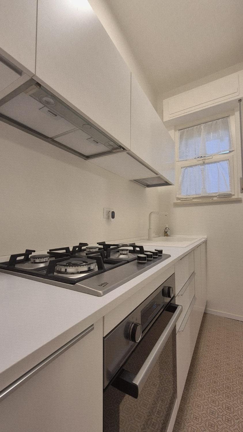 Kitchen or kitchenette, stove